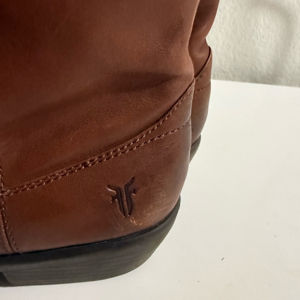 Frye Melissa button 2 Women's Brown Leather Heeled Boots - Picture 6 of 10